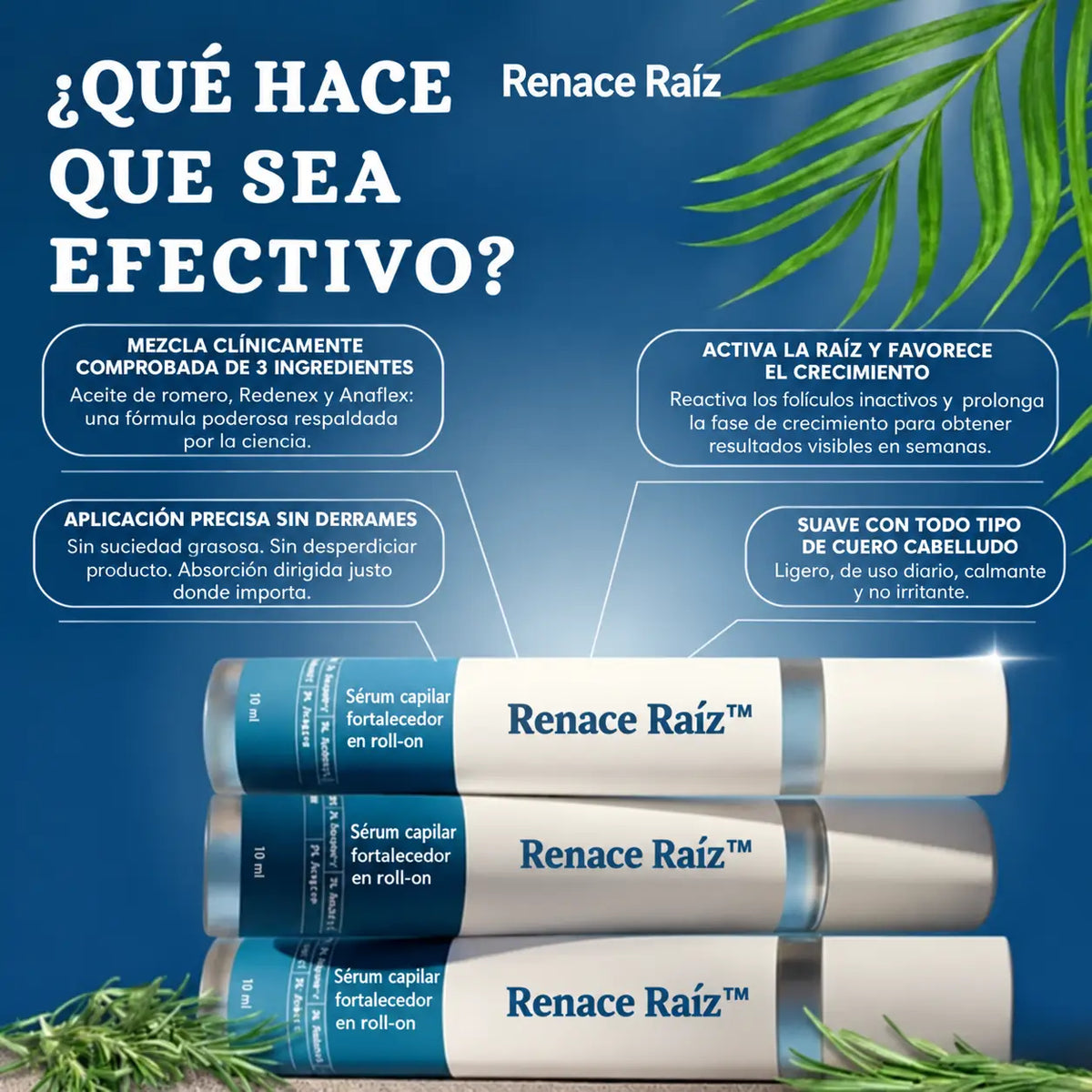 Renace Raíz™ — Sérum capilar fortalecedor en roll‑on